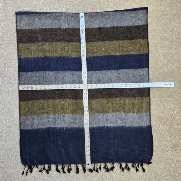 Like New Striped Colorblock Alpaca Scarf Blue Green - Picture 2 of 6